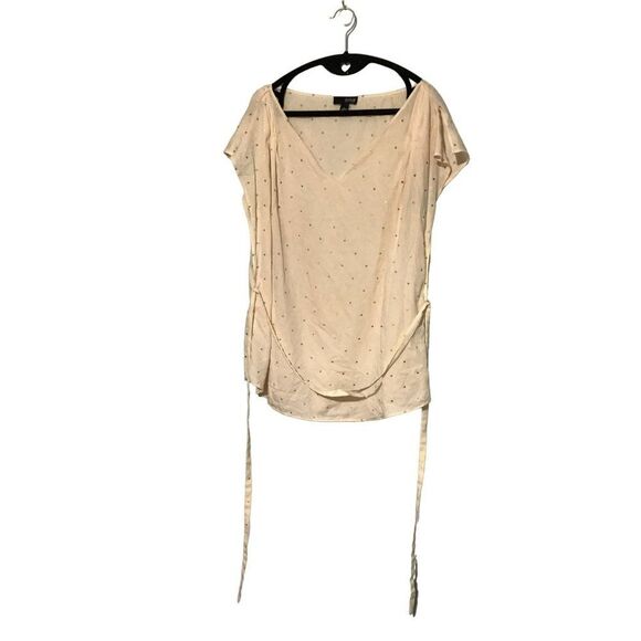 a.n.a. Pink Rhinestone Polka Dot Belted Top Size L Sleeveless - Picture 1 of 5